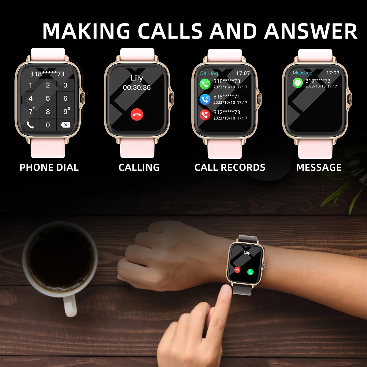 Waterproof Smart Watch Message Calling, Reloj Inteligente Impermeable Mensajes Llamadas