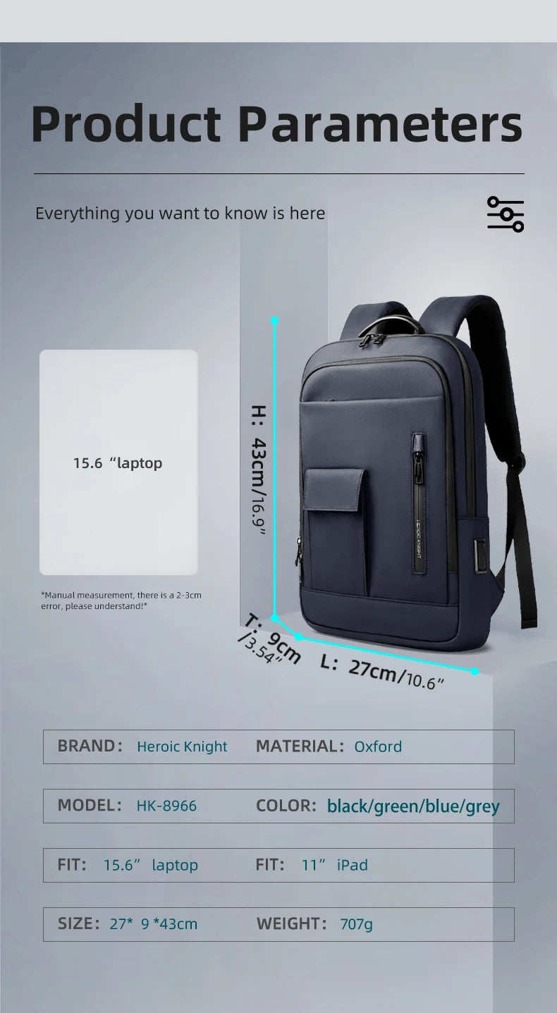Heroic Knight Laptop Backpack – USB & Waterproof