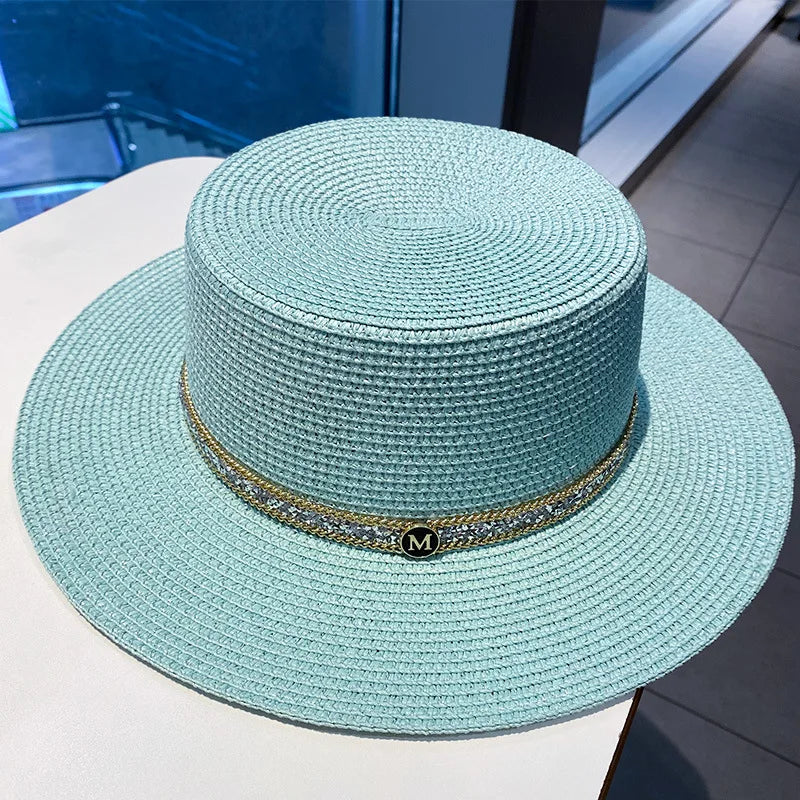 Elegant Black White Straw Hat Sombrero