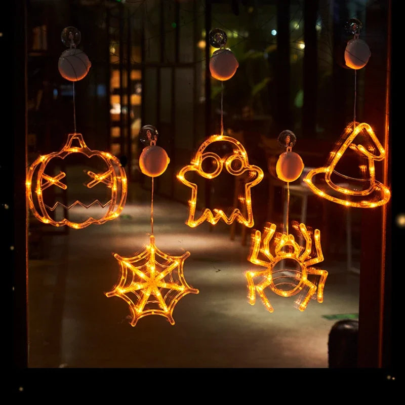 Halloween Orange Pumpkin Ghost Window Light