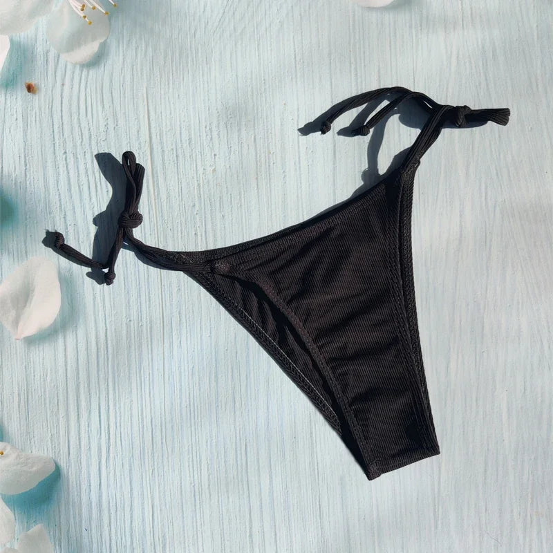 Brazilian Lace-Up Bikini Set Solid