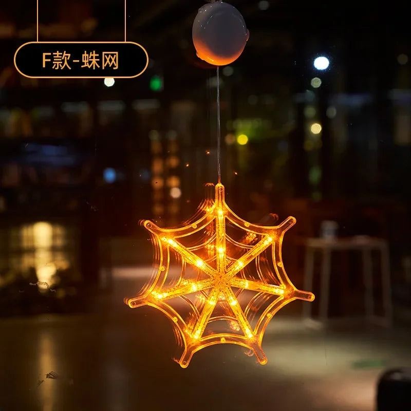 Halloween Orange Pumpkin Ghost Window Light