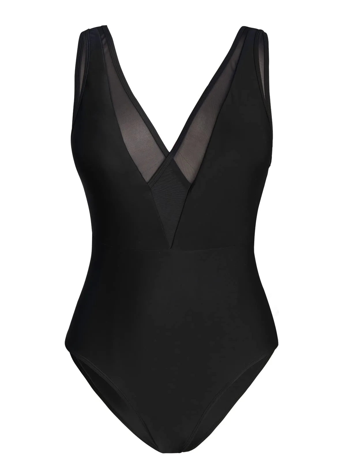 Sophisticated Mesh V-Neck One-Piece Swimsuit