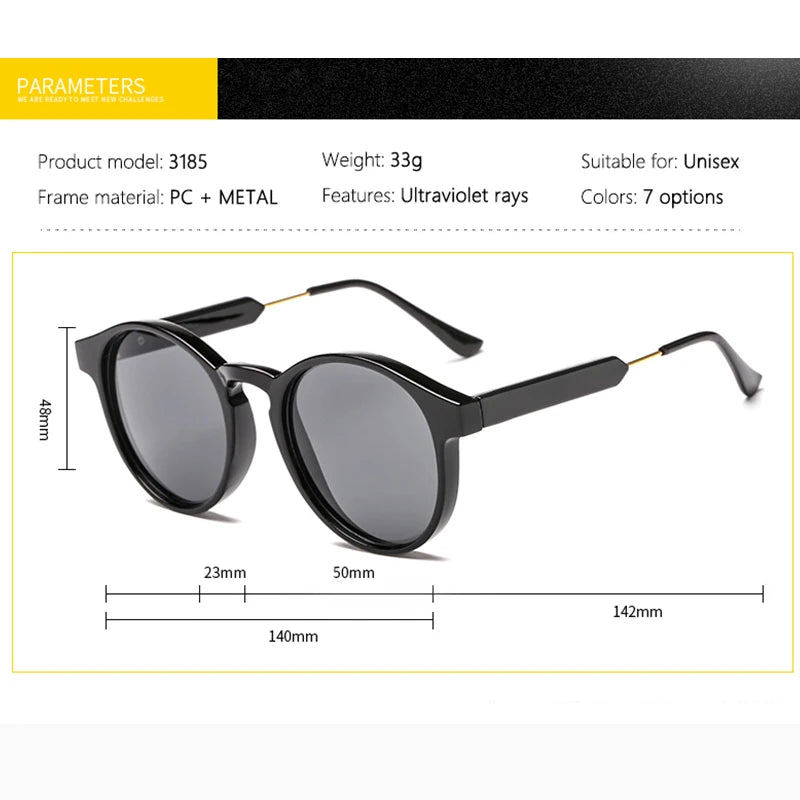 Stylish Retro Round Sunglasses UV400