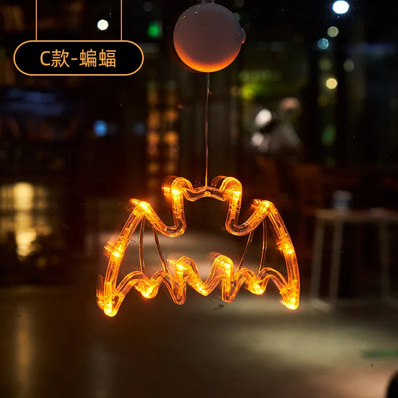 Halloween Orange Pumpkin Ghost Window Light