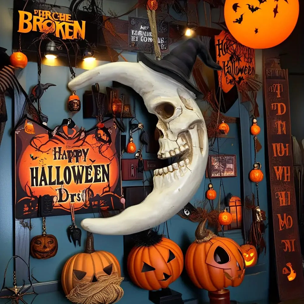Halloween Skull Witch Hat Moon Collectible