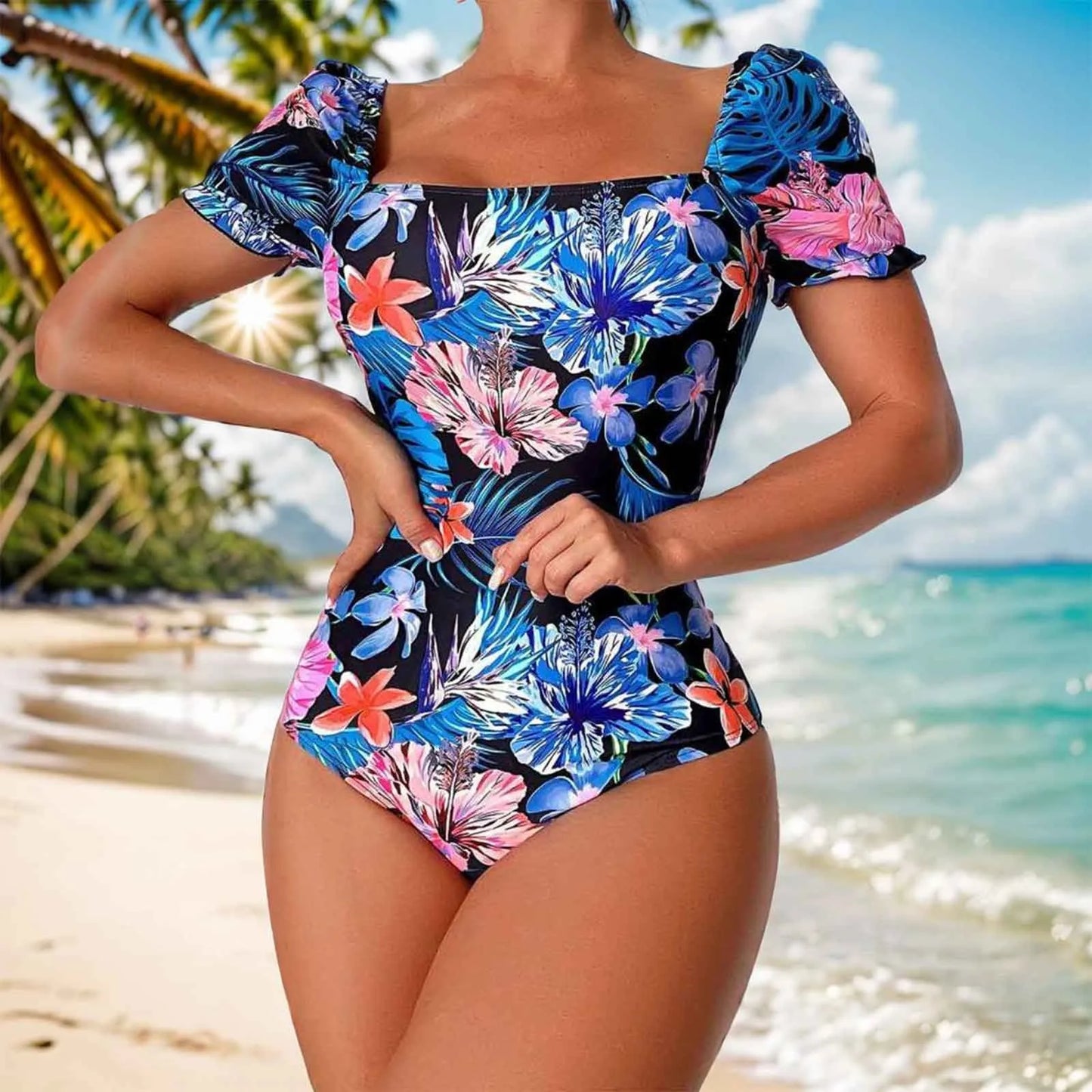 Tropical Floral Triangle Bikini Set