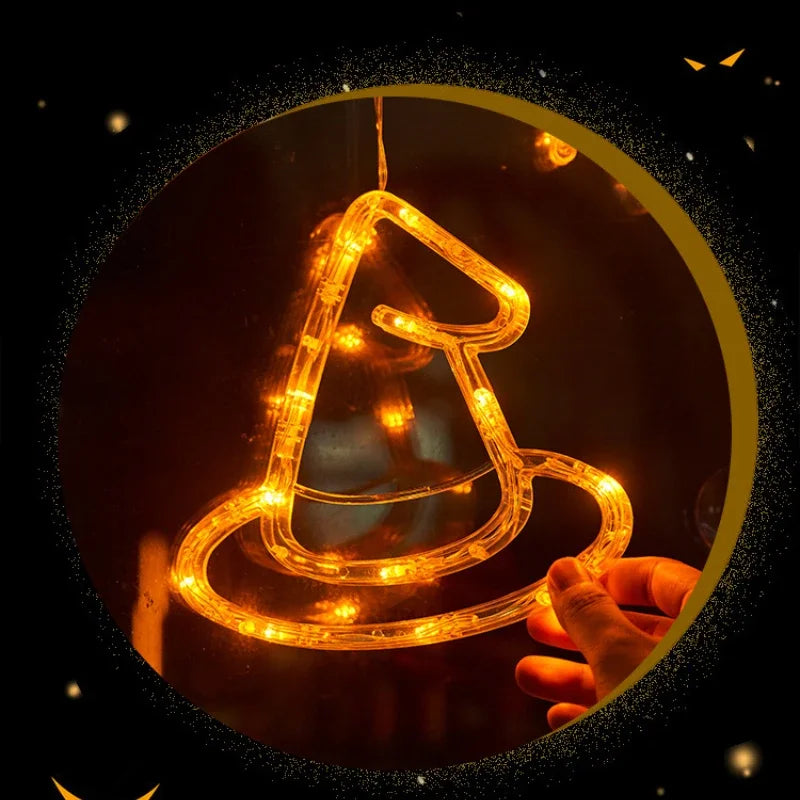 Halloween Orange Pumpkin Ghost Window Light