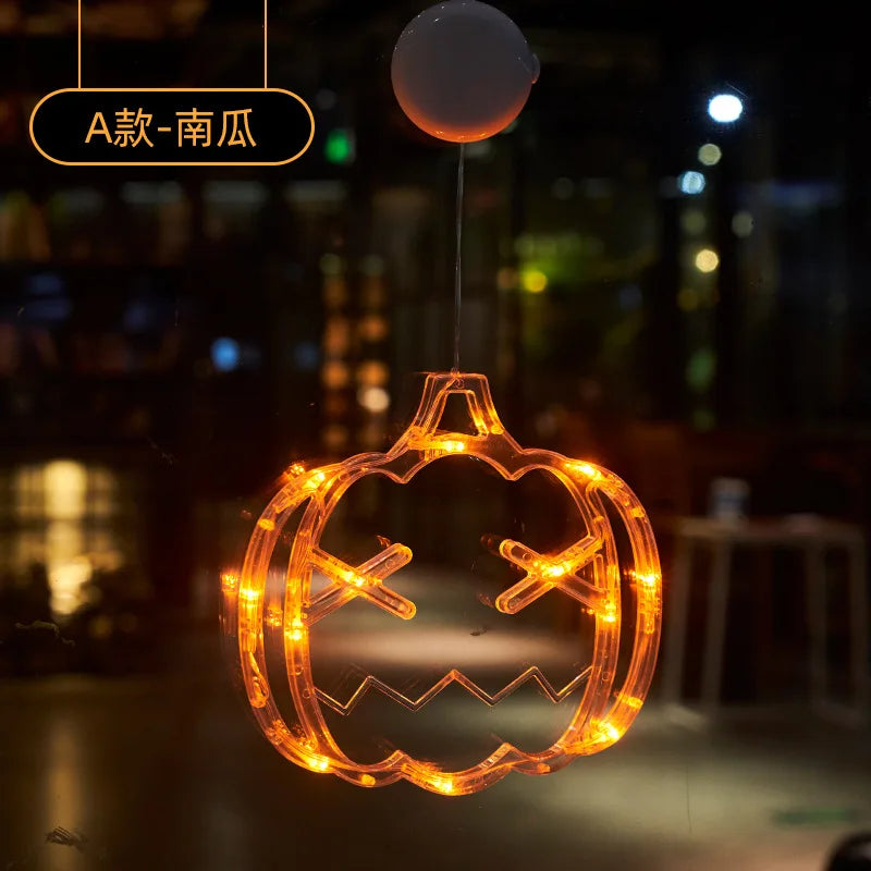 Halloween Orange Pumpkin Ghost Window Light