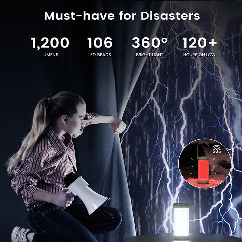 Survival 106LED Camping Lantern 1200LM Power Bank