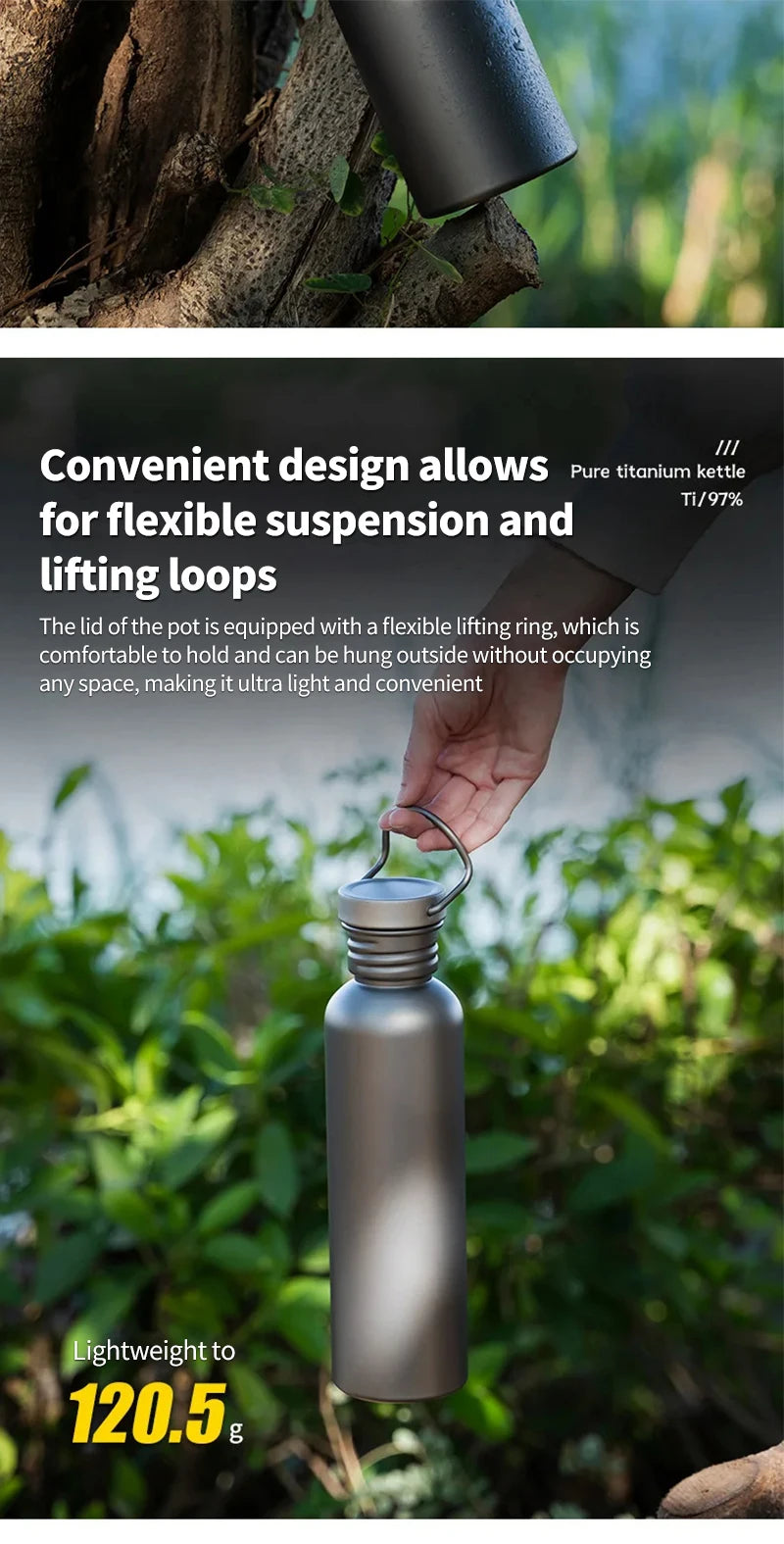 Titanium Water Bottle, Botella Agua Titanio