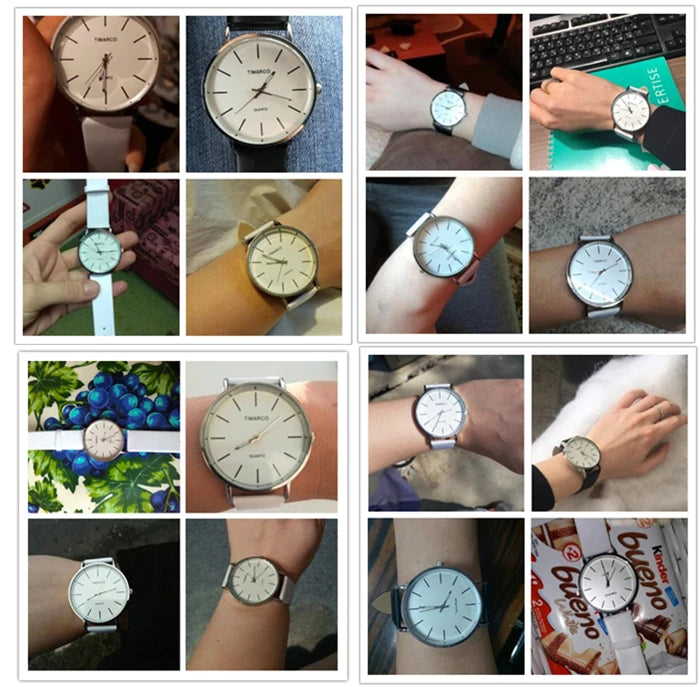 Minimalist White Leather Women Watch, Reloj Mujer Cuero Blanco Minimalista