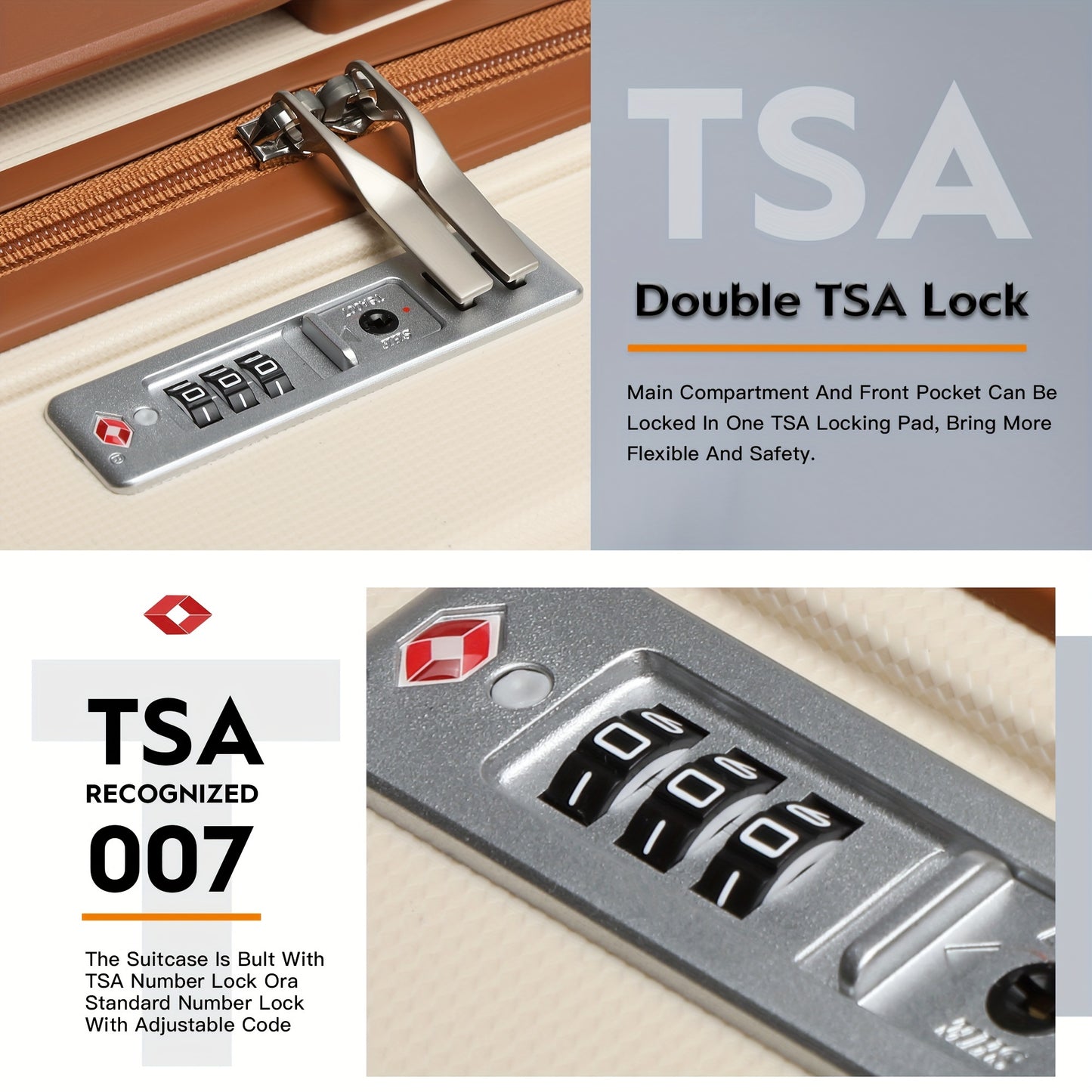 Suitcase Luggage Set with Lock, Juego Maletas con Cerradura