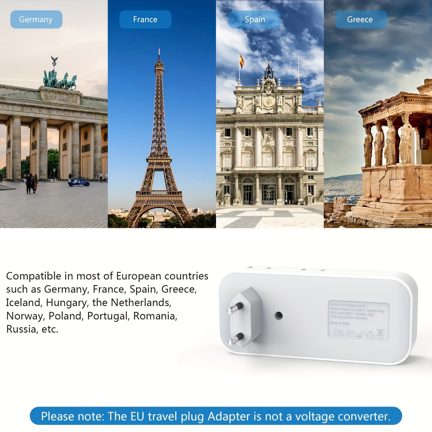 Multi-Port EU Adapter Adaptador Europa 4-Puertos