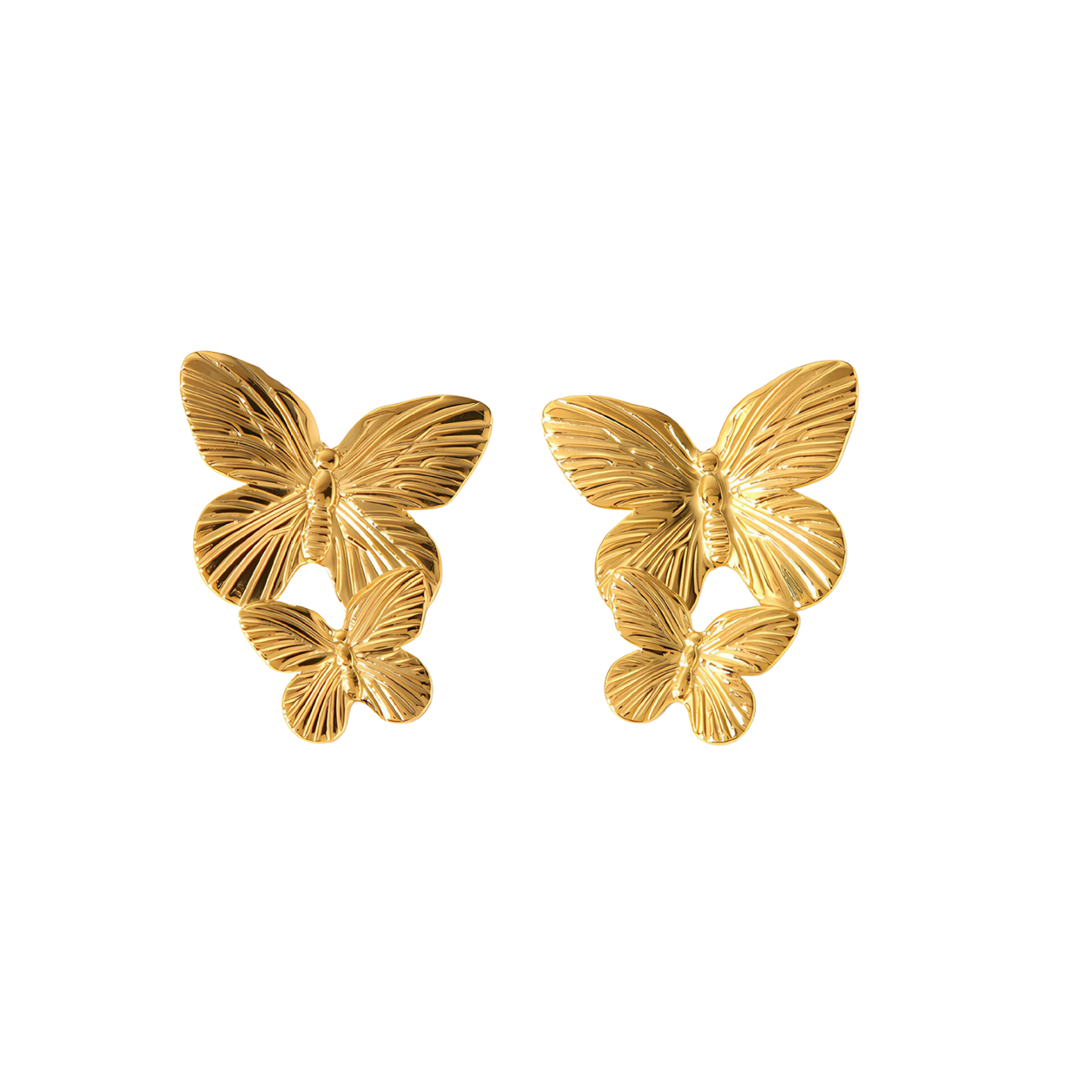 Gold Double Butterfly Earrings
