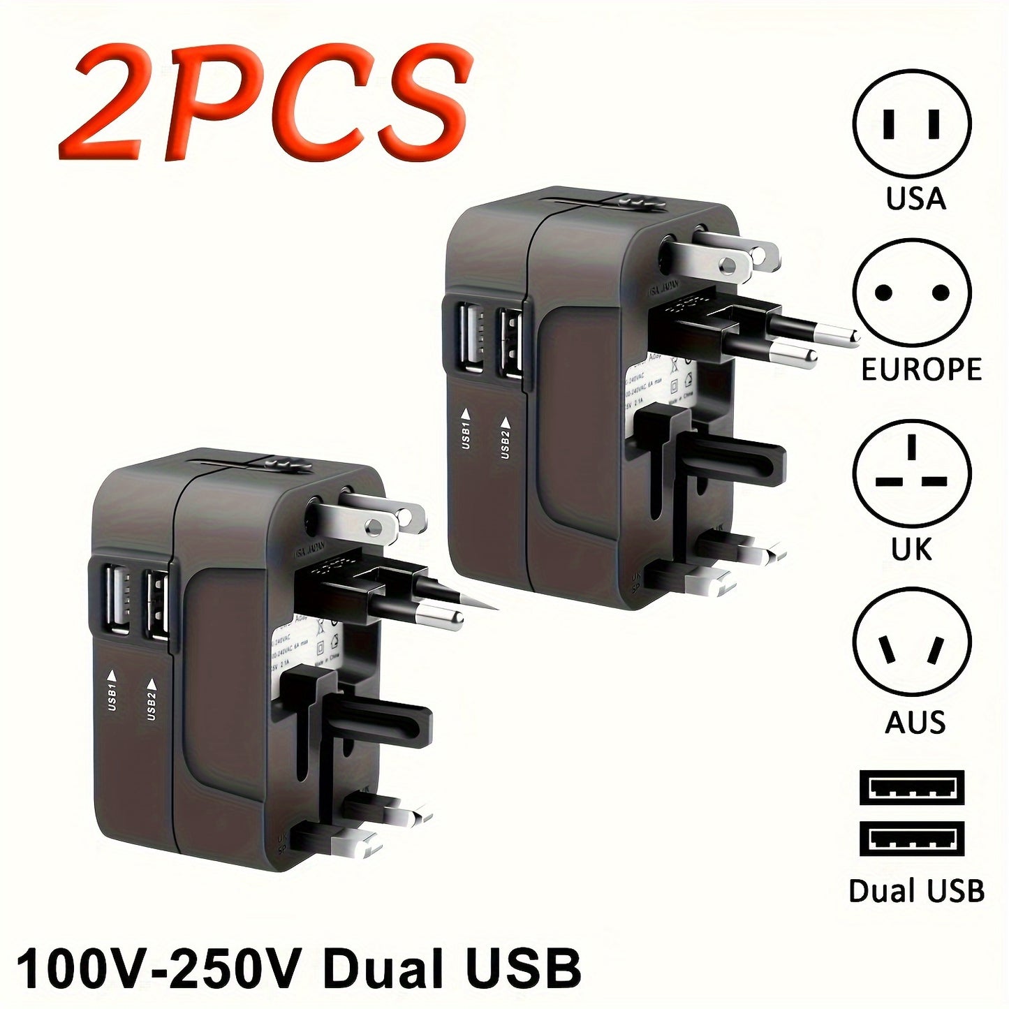 Premium 2-Pack Travel Adapter Pack Doble Premium