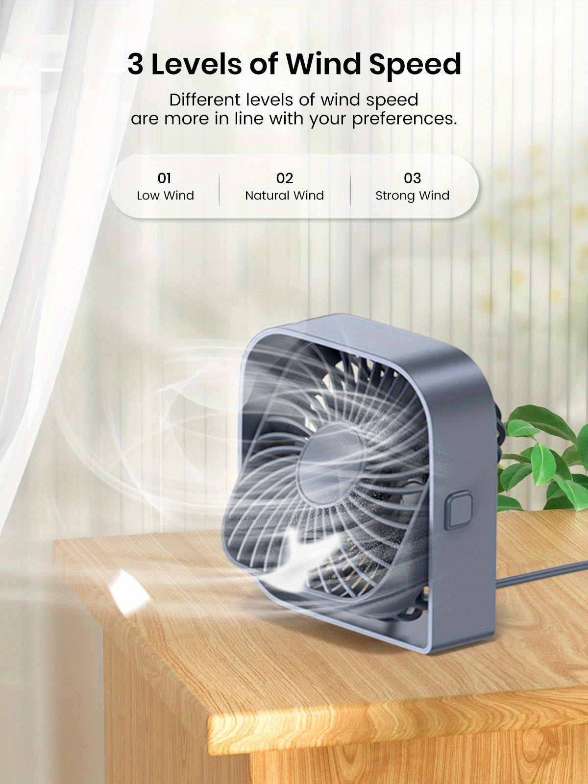 Silent USB Desk Fan 3-Speed