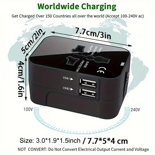 Global Travel Adapter Adaptador Mundial Dual USB