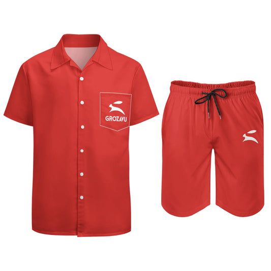 Peach-Skin Shirt & Shorts Set