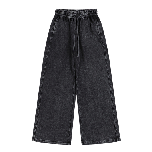 Washed Black Wide Leg Joggers