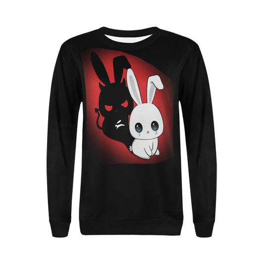 Black Graphic Sweater – Grozavu Dual Bunny Edition