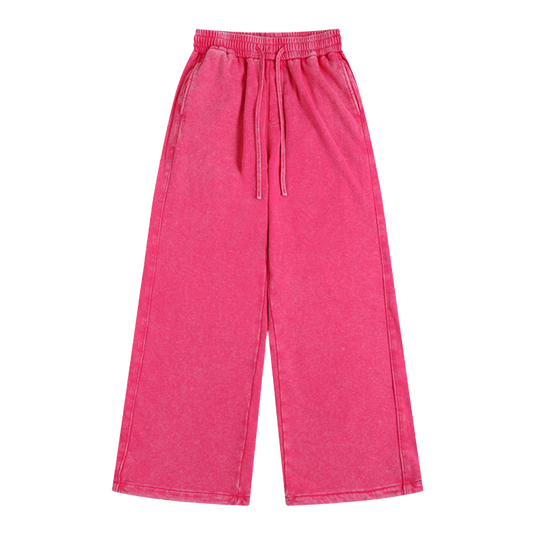 Washed Pink Wide Leg Joggers