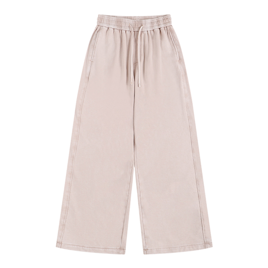 Washed Beige Wide Leg Joggers