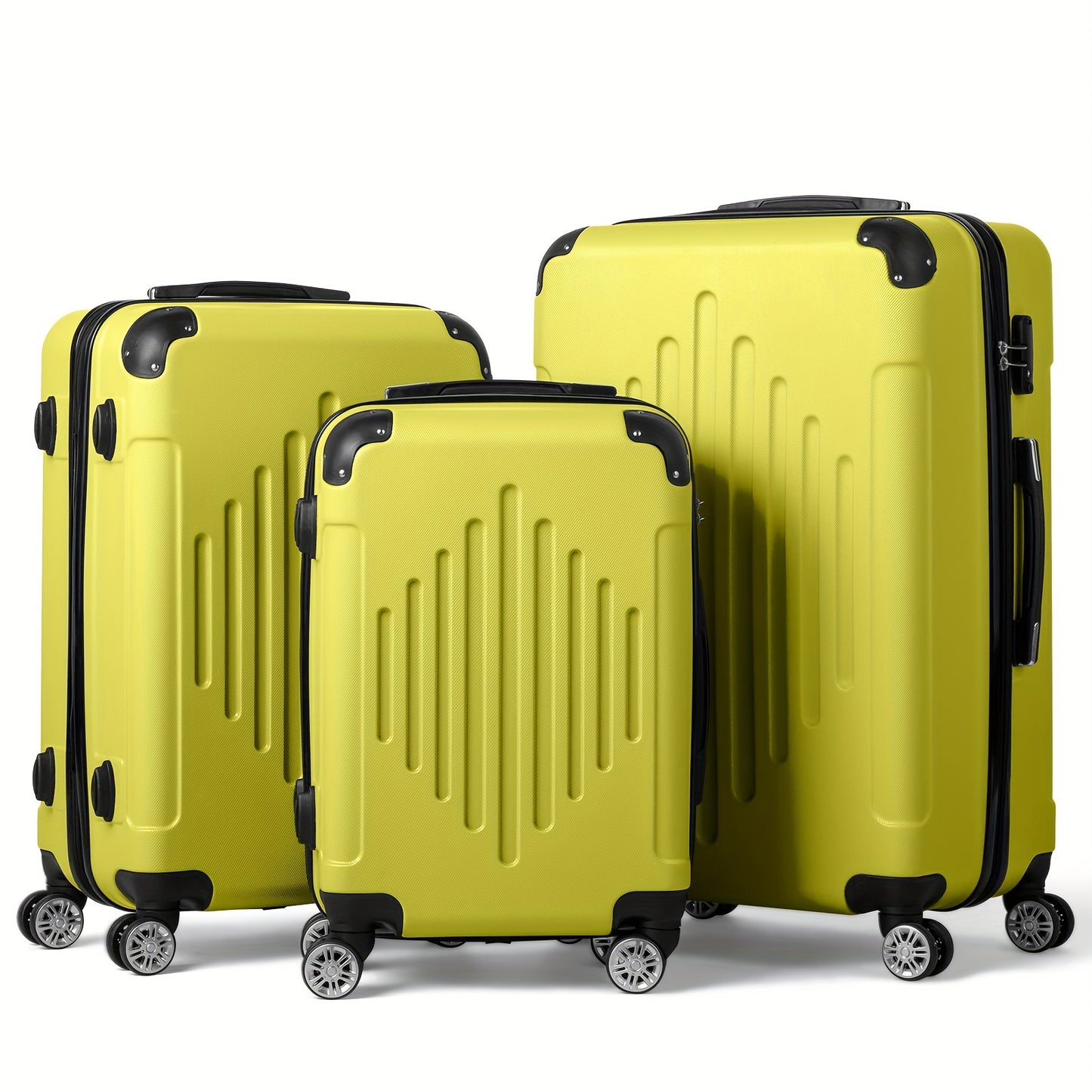 Butter Yellow Lightweight Suitcase Set, Juego Maletas Ligeras Amarillo Mantequilla