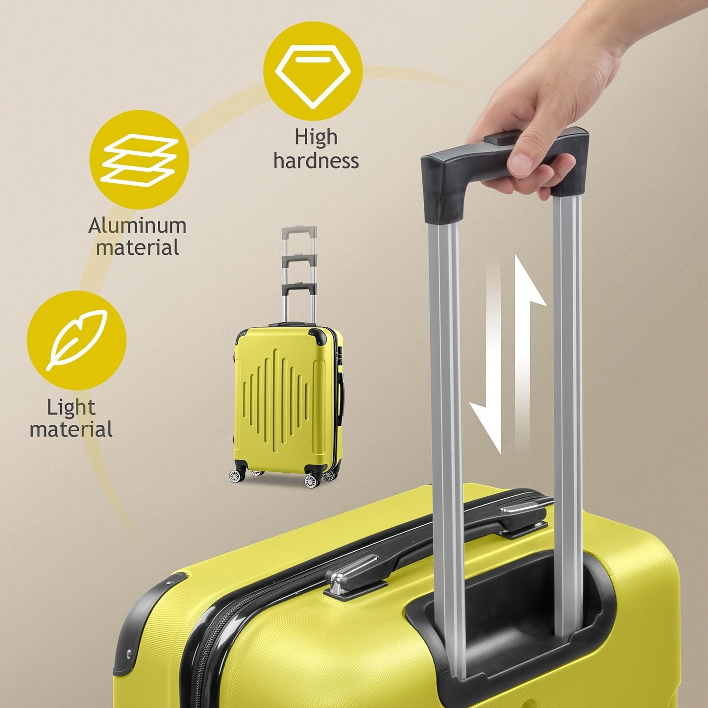 Butter Yellow Lightweight Suitcase Set, Juego Maletas Ligeras Amarillo Mantequilla