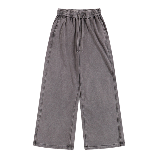 Washed Gray Wide Leg Joggers