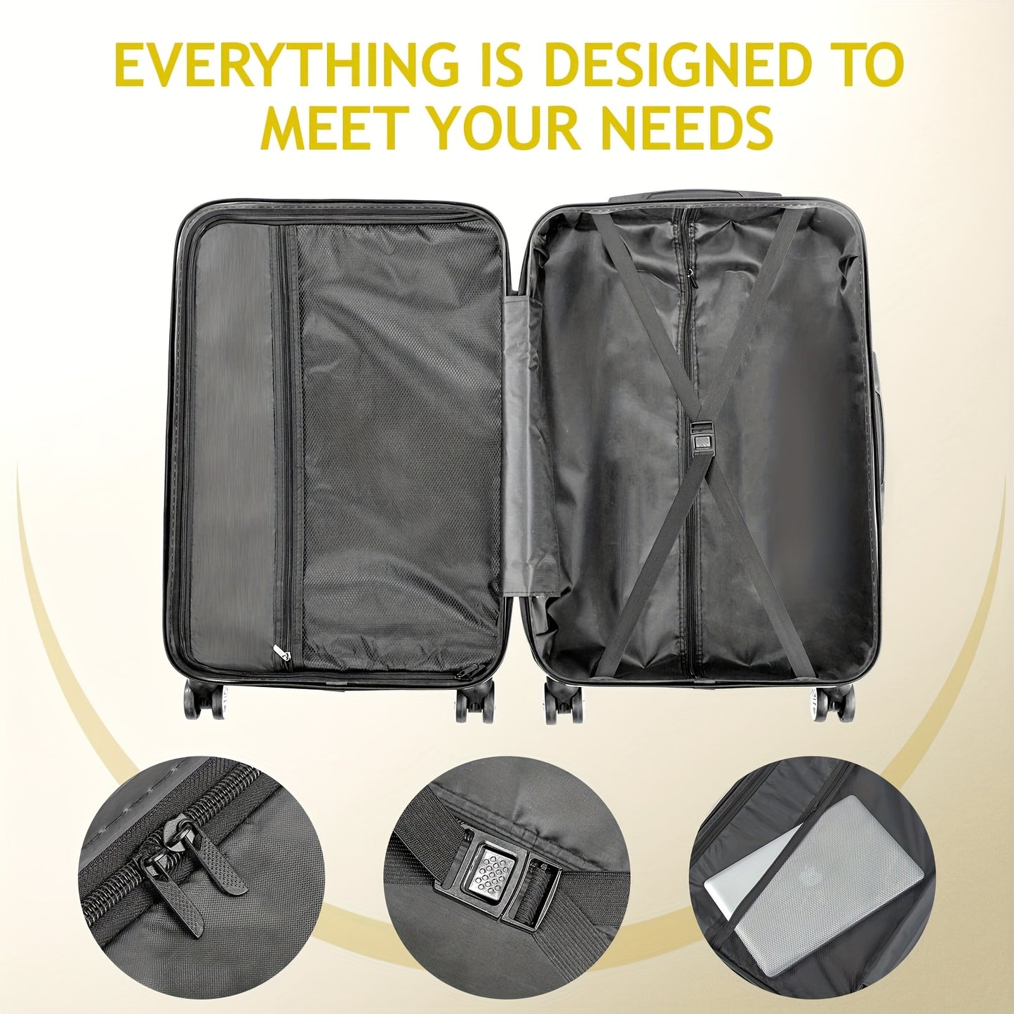 Butter Yellow Lightweight Suitcase Set, Juego Maletas Ligeras Amarillo Mantequilla