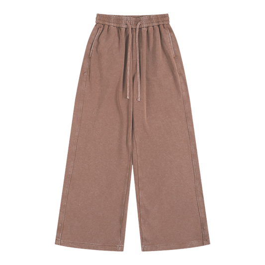 Washed Brown Wide Leg Joggers