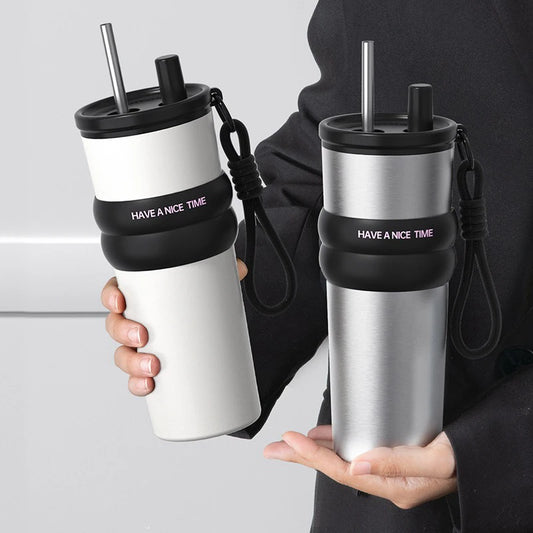 Vacuum Insulated Bottle: Leakproof Thermos with Straw