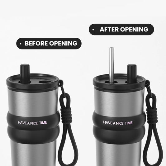 Vacuum Insulated Bottle: Leakproof Thermos with Straw