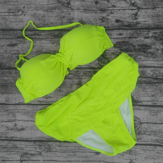 Vintage High-Waist Push-Up Bikini Set