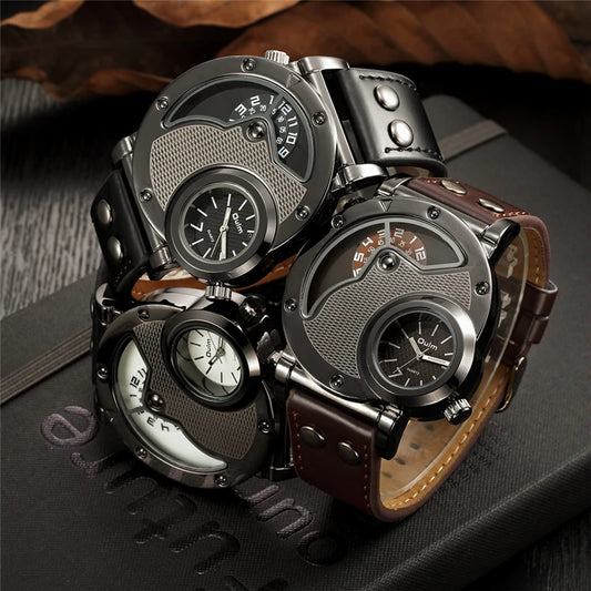 OULM Dual Time Luxury Watch, Reloj Lujo Doble Hora OULM