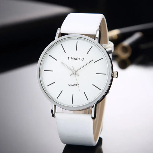 Minimalist White Leather Women Watch, Reloj Mujer Cuero Blanco Minimalista