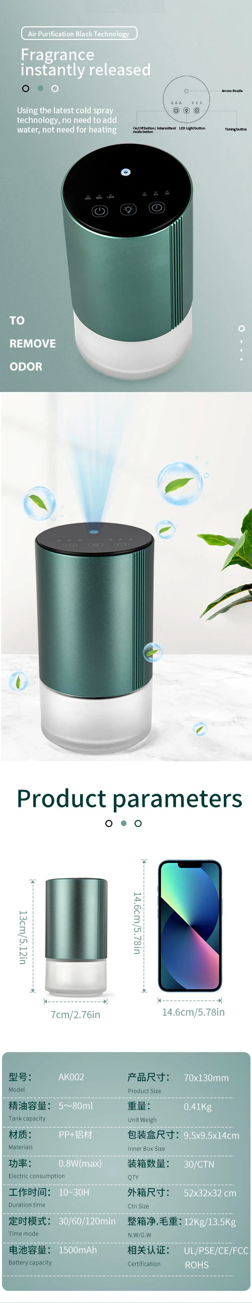 Car Aroma Diffuser, Difusor Aroma Coche
