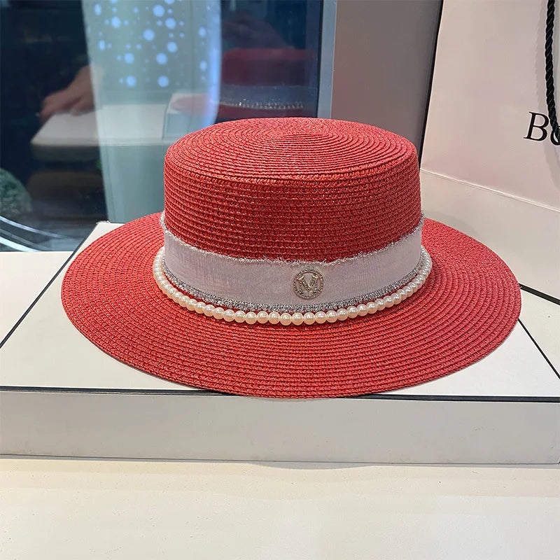 Elegant Black White Straw Hat Sombrero