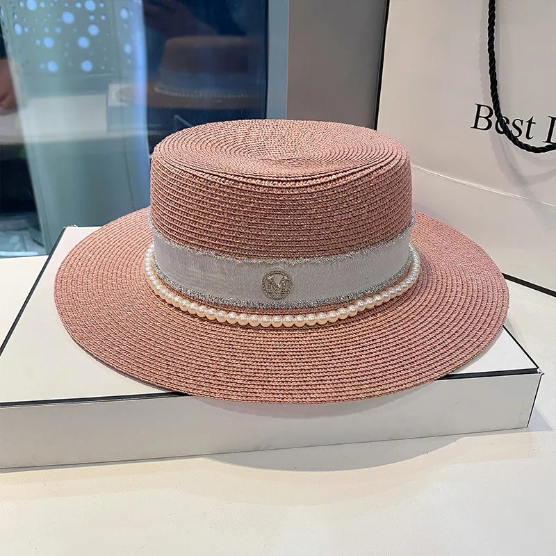Elegant Black White Straw Hat Sombrero