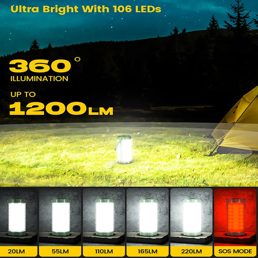 Survival 106LED Camping Lantern 1200LM Power Bank