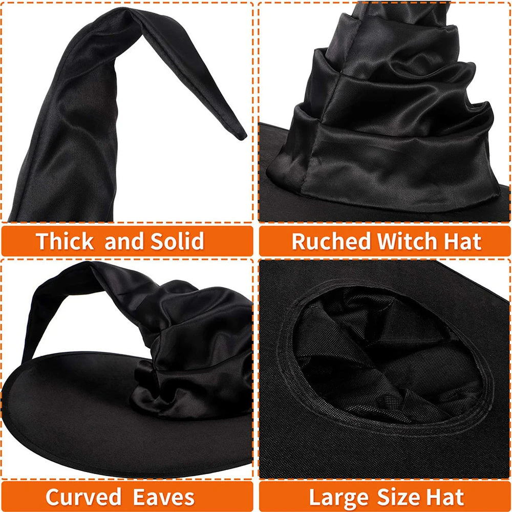 Halloween Witch Hat Black Wizard Costume