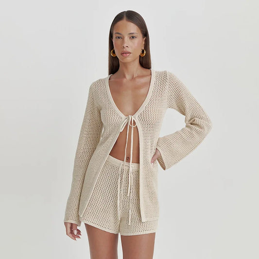 Sophisticated Hollow-Out Casual Set