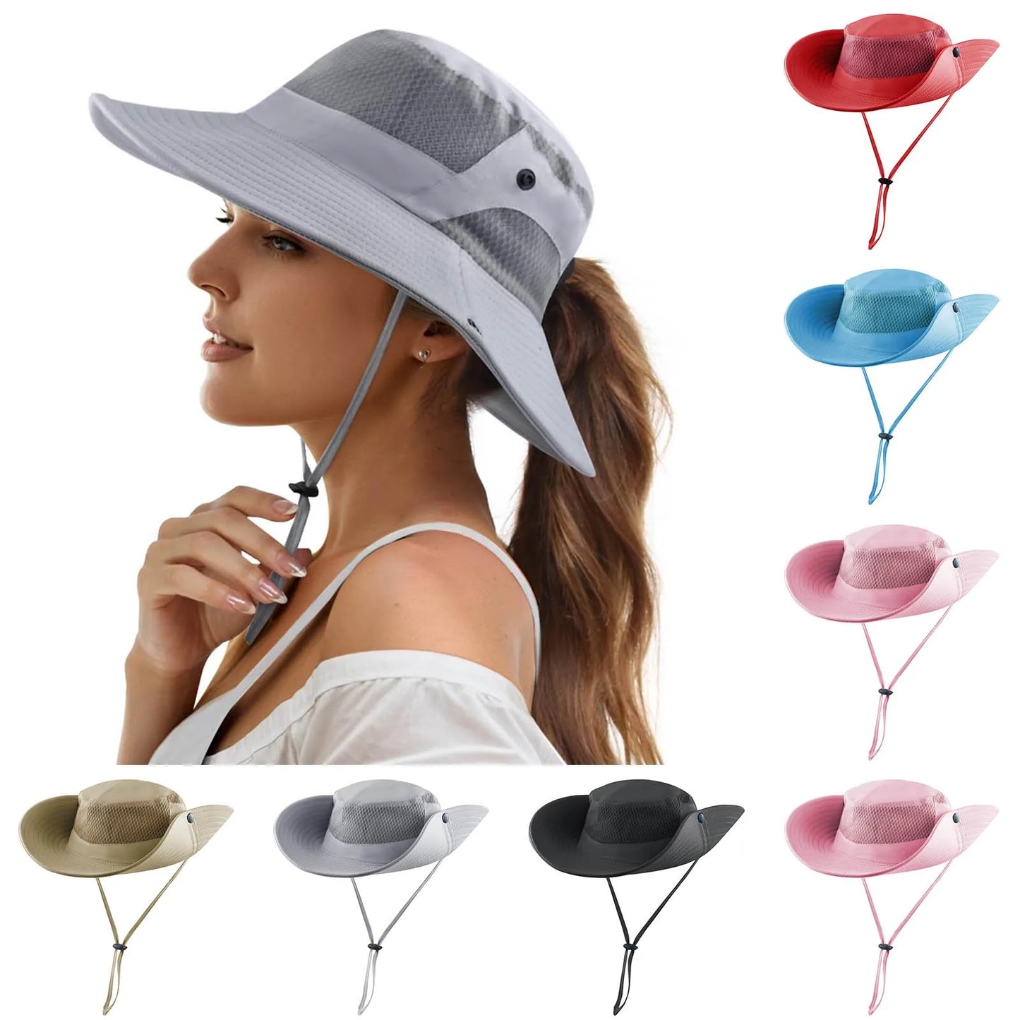 Women's Face Cover Hat Sombrero Protección