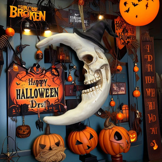 Halloween Skull Witch Hat Moon Collectible