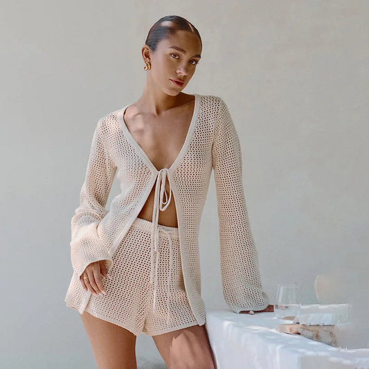 Sophisticated Hollow-Out Casual Set