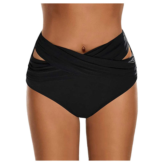 High-Waist Pleated Bikini Bottoms Sexy