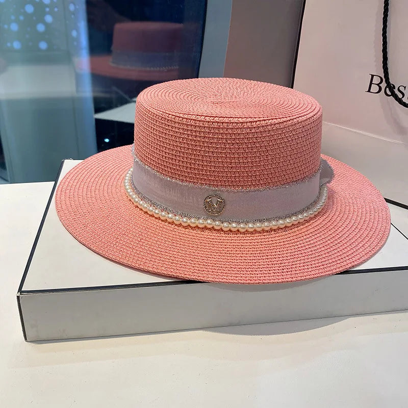 Elegant Black White Straw Hat Sombrero