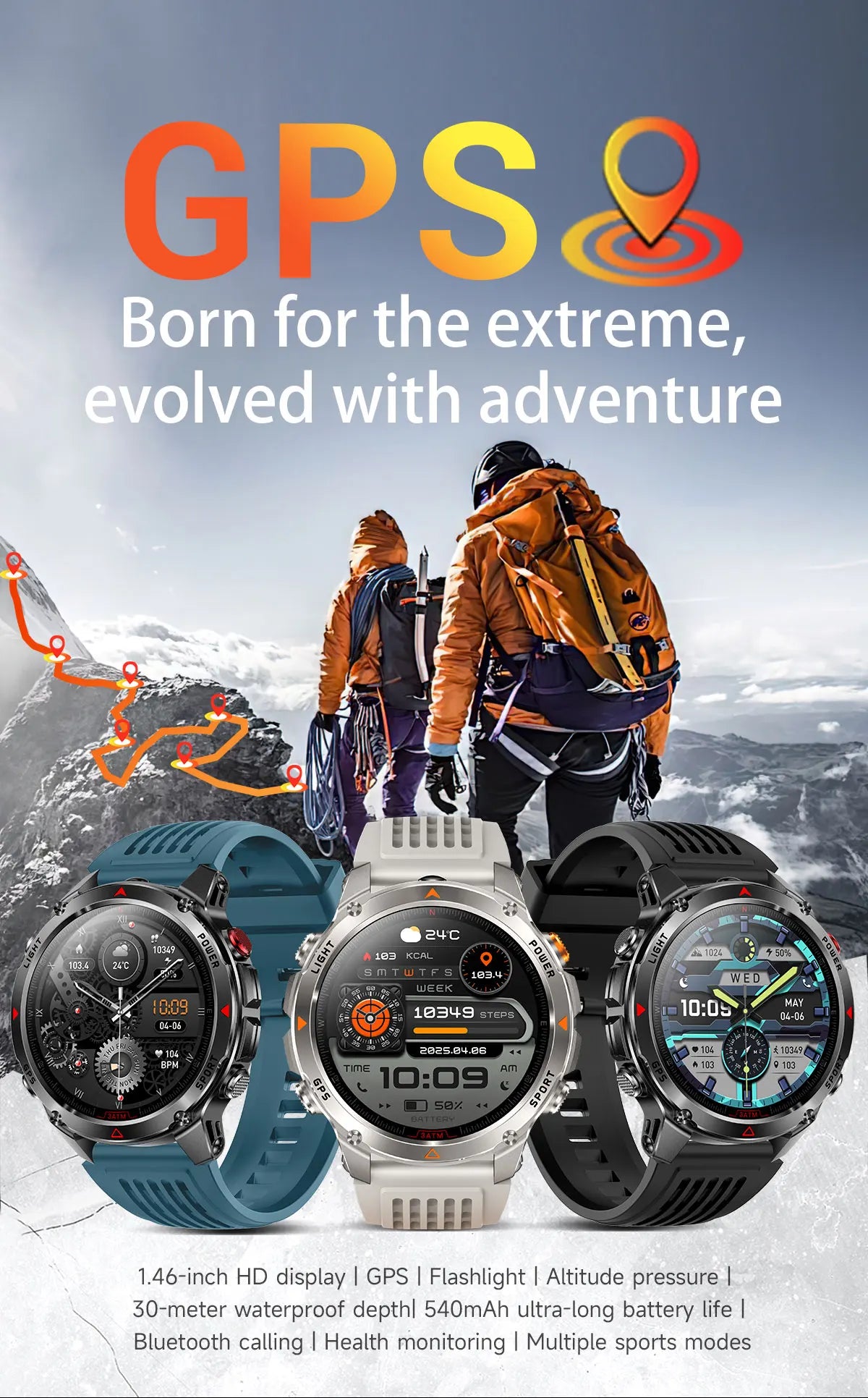 Premium AMOLED GPS Smart Watch, Reloj Inteligente GPS AMOLED Premium