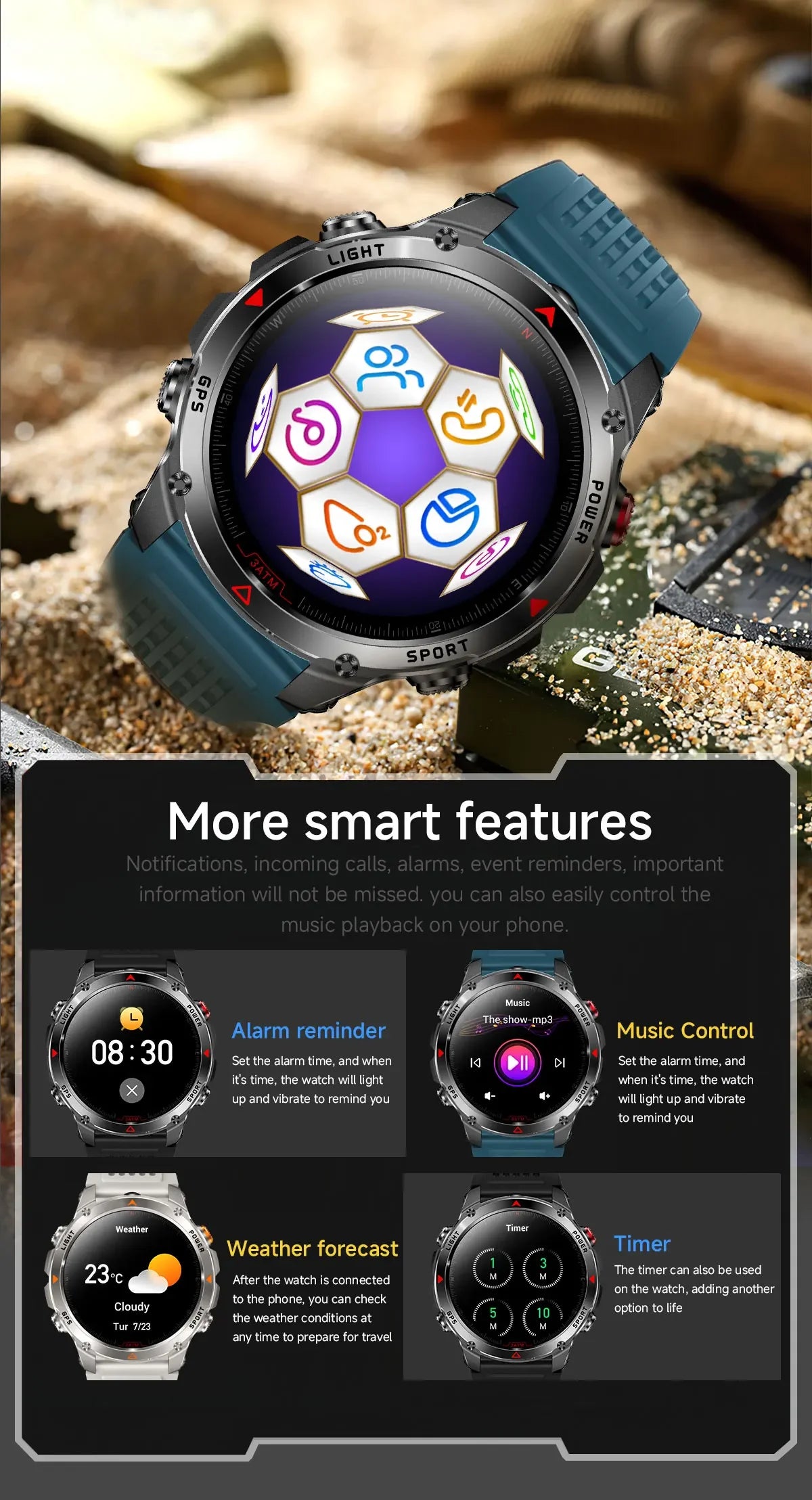 Premium AMOLED GPS Smart Watch, Reloj Inteligente GPS AMOLED Premium